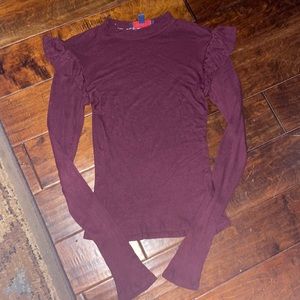 Aeropostale Ruffle Long Sleeve Top